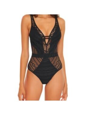 Becca black color play 1 piece plunge swimsuit size Small